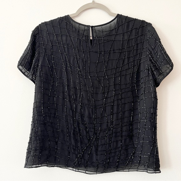 American vintage beaded chiffon top size M - Picture 2 of 7